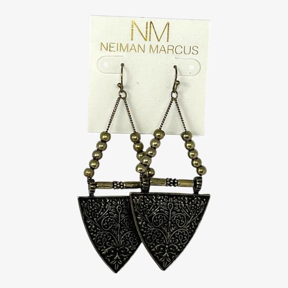 Neiman Marcus Antique Gold Statement Necklace & Earrings Set NWOT / NWT - Picture 3 of 6